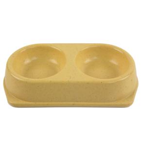 Миска двойная, 25x14x4.5 см, 180+180 мл, желтый