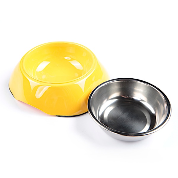 Миска со съемной чашей из нержавейки для собак и кошек, 180 мл, желтый