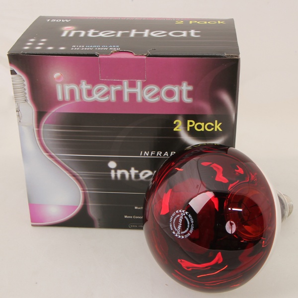 Лампа инфракрасная 150 Вт E27 R125 InterHeat красная, комплект 2 шт.